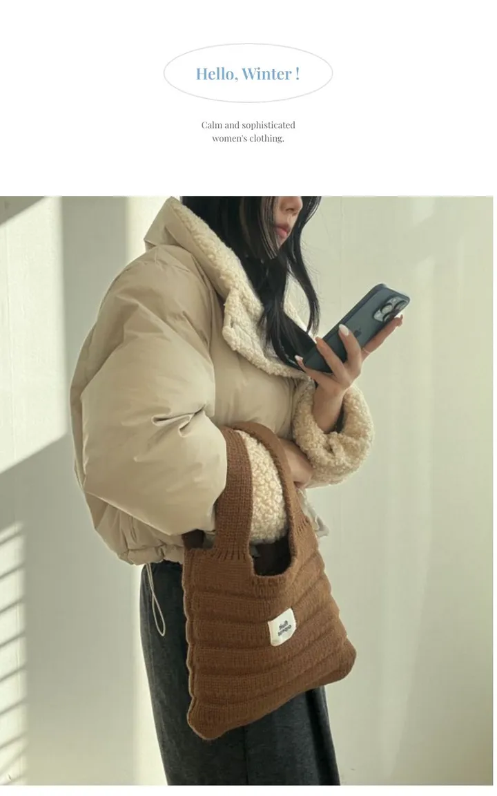 [4계절 머스트템/왕귀요미]고퀄 스트라이프 쟈가드 니트 미니 에코백 상세 이미지 2