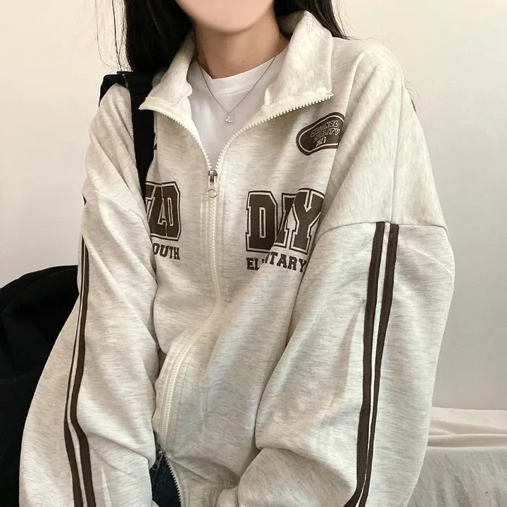 봄가을*[4col/예쁜무드] 필데이 두줄 져지 레터링 아노락 데일리 집업 상세 이미지 6