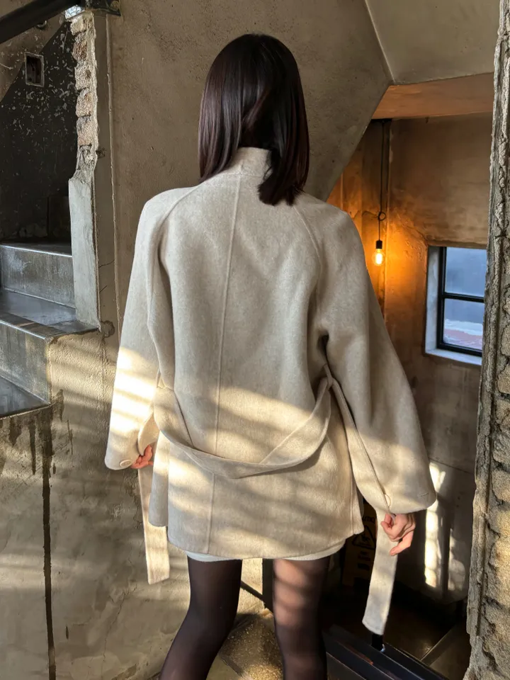 [프리미엄 퀄리티/국내제작]메리노울 90 로로 숄카라 하프 핸드메이드코트 상세 이미지 19