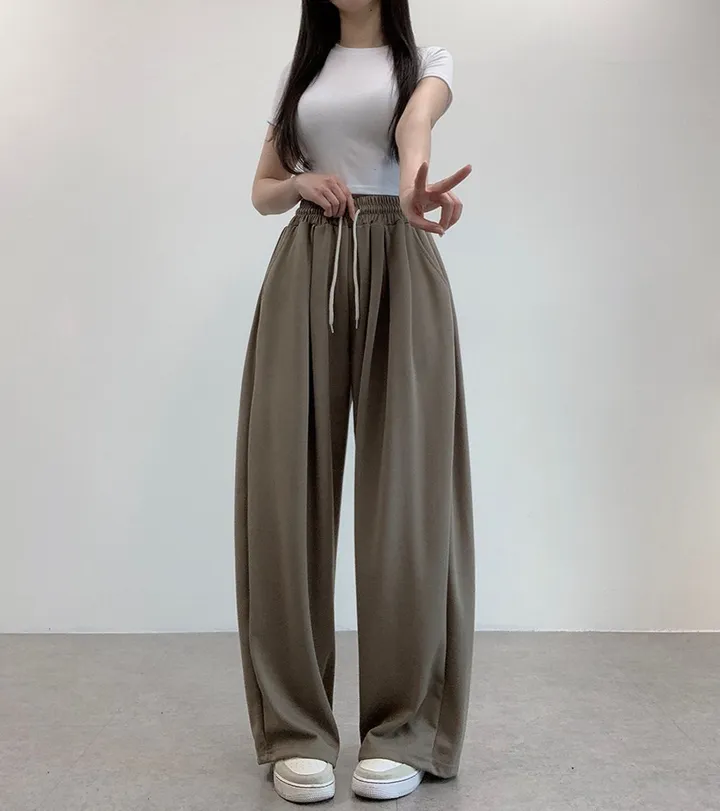 [기장선택/사계절팬츠] 루크 더블 핀턱 와이드 밴딩 롱팬츠 트레이닝 팬츠 4color 상세 이미지 34