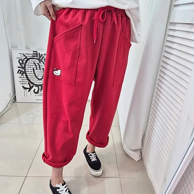 [~99SIZE]캐릭 자수 밴딩배기팬츠 상세 이미지 4