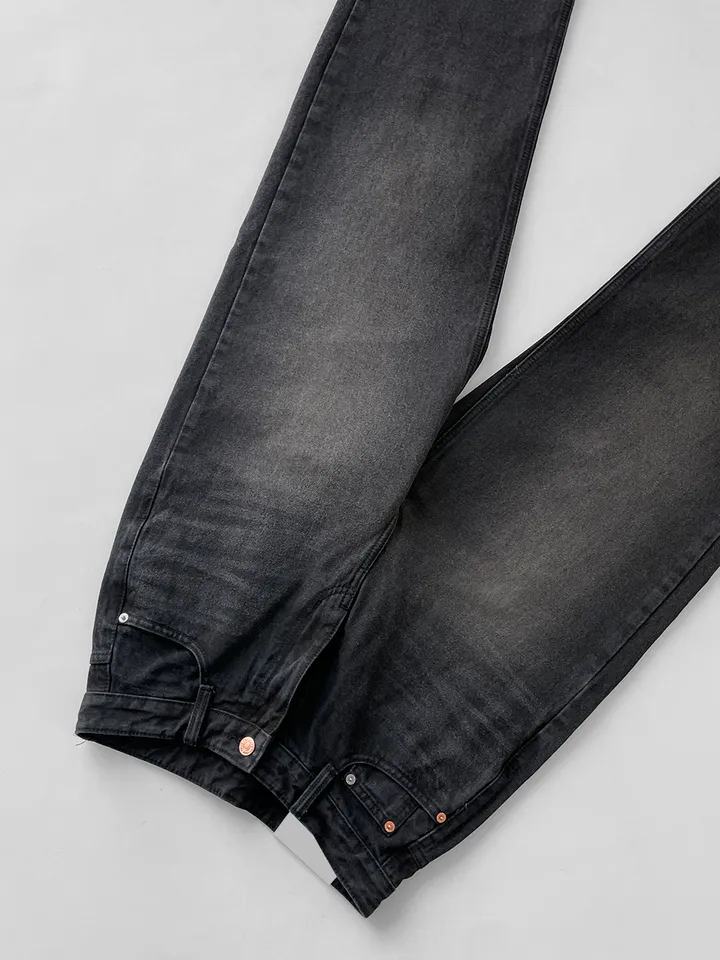 [고퀄, 강추] 브루 블랙 데일리 와이드 일자핏 워싱 데님 팬츠 상세 이미지 9