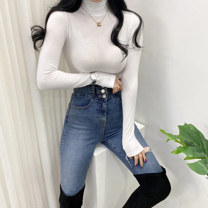 🚀당일발송🚀[6천장돌파/기모선택/묶음할인] 봄 가을 겨울 메이 부들 여리 폴라 티셔츠 이너티 상세 이미지 6