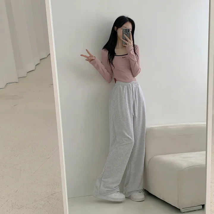 묶음할인💌[숏&롱/L사이즈까지ෆ/데일리팬츠]오엔 와이드핏 롱 트레이닝 밴딩 팬츠 3colors 상세 이미지 9