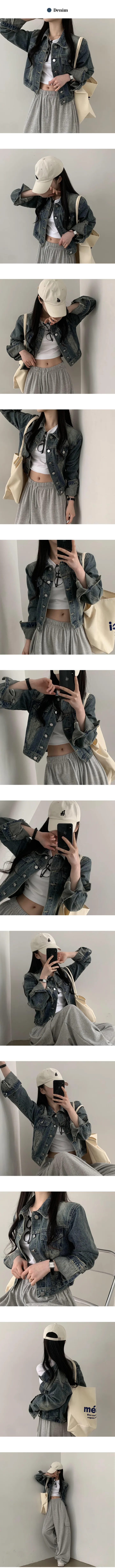 [y2k/필수템!] 린디 스티치 워싱 데님 크롭 자켓 (2color) 상세 이미지 5