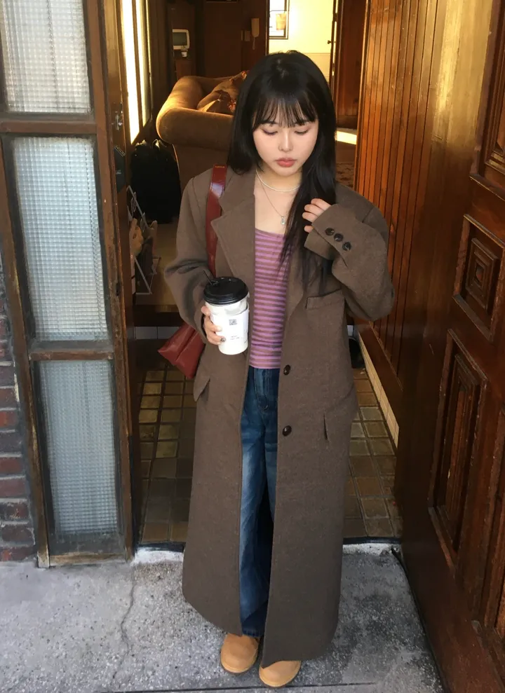 (*주문폭주*) (2 color) 무드 울 헤링본 롱코트 상세 이미지 13