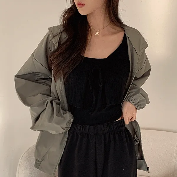 1+1할인🚀당일* 바스락 루즈핏 후드 바람막이 상세 이미지 4