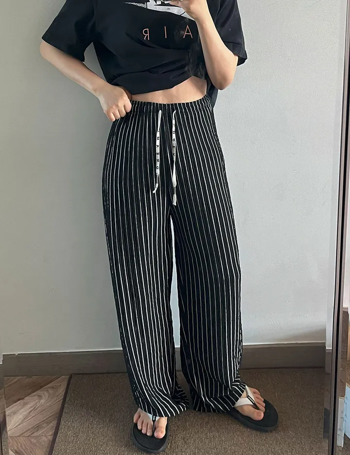 🎀핏보장🎀 찰랑 모던 스트라이프 밴딩팬츠 잠옷바지 마실룩 상세 이미지 24