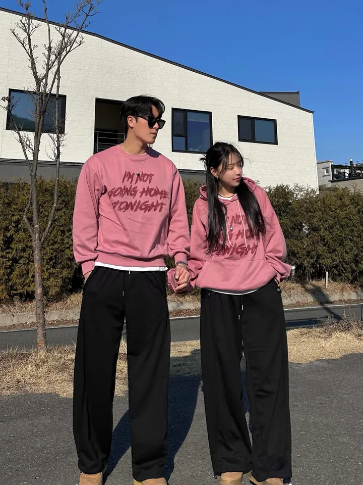 맨투맨 & 후드티 남녀공용 커플티 힙무드 스트릿 가을 겨울 봄 커플룩 시밀러룩 커플 코디 꾸안꾸 데이트룩 오버핏 루즈핏 아방핏 빅사이즈 남자 사이드스냅 벌룬 와이드 팬츠 상세 이미지 26