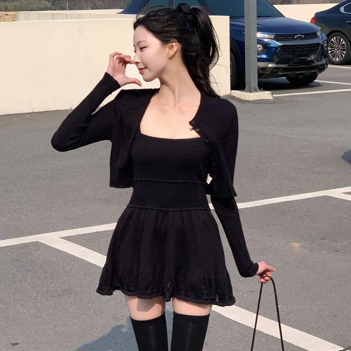 [여리무드🌹] 미닛 가디건 나시 원피스 세트 / 나시원피스 캉캉원피스 플레어 플리츠 미니원피스 니트 여름원피스 골지원피스 얇은 봄가디건 봄원피스 크롭가디건 골지가디건 볼레로 상세 이미지 35