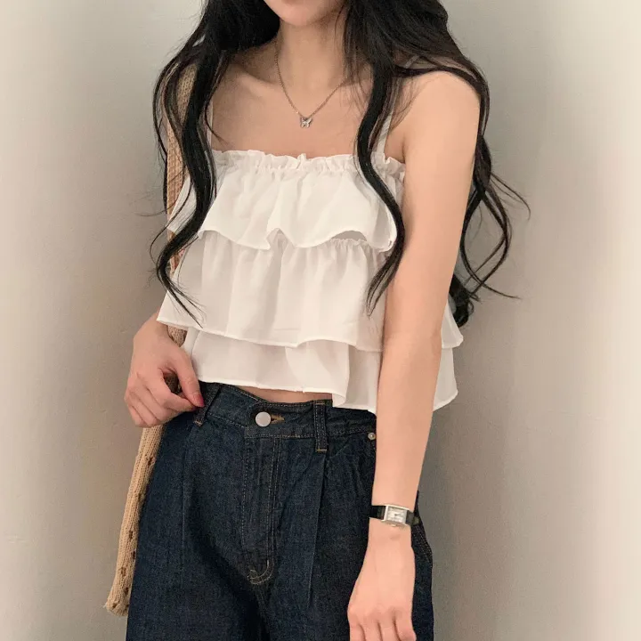 [베스트재진행] 메리미 프릴 캉캉 뷔스티에 크롭 끈나시;2col 상세 이미지 6