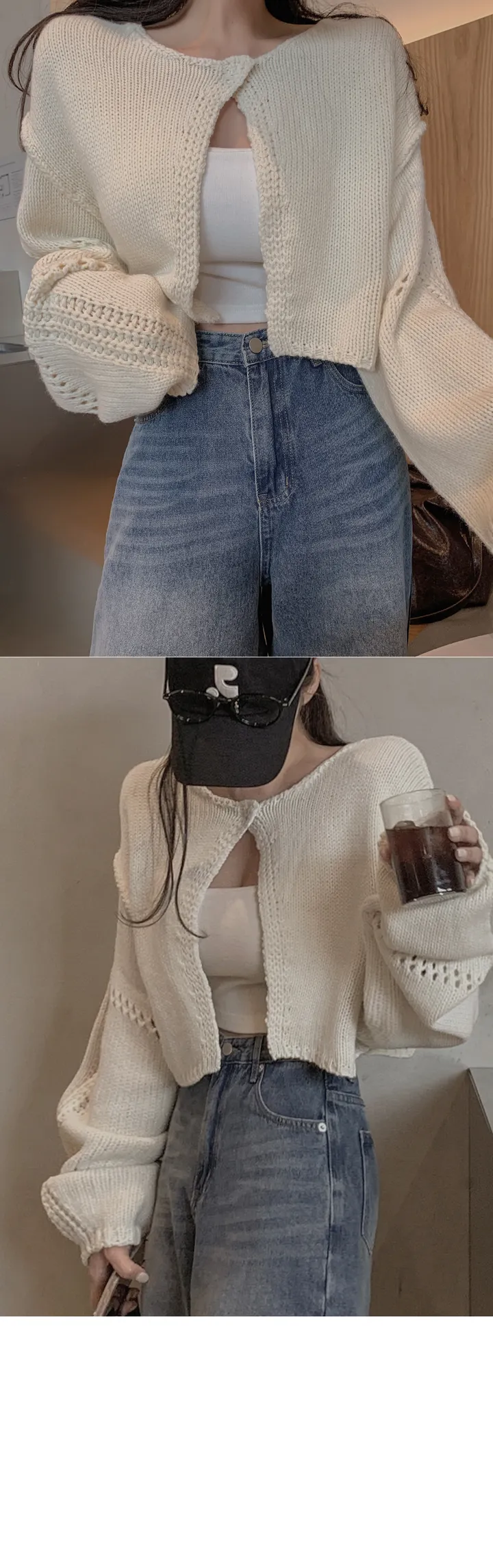 몰칸 크롭 니트 가디건 상세 이미지 10