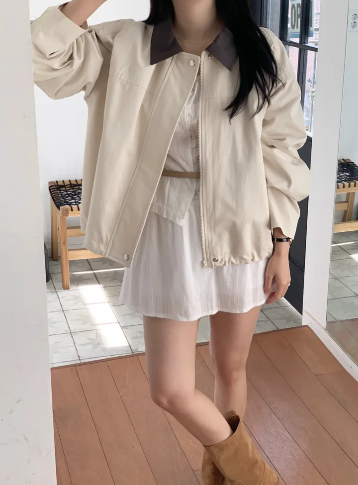 [🌷봄아우터/당일출고] 배색 카라 오버핏 야상 자켓 (숏야상/야상점퍼) 상세 이미지 10