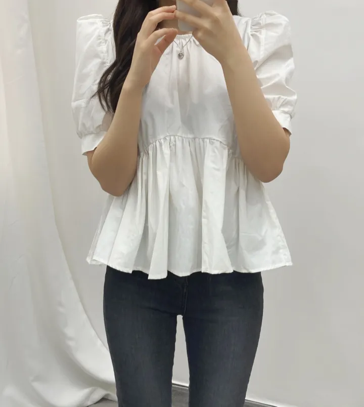 (전색상당일발송!) 파스텔 셔링 퍼프 블라우스 3color 상세 이미지 6