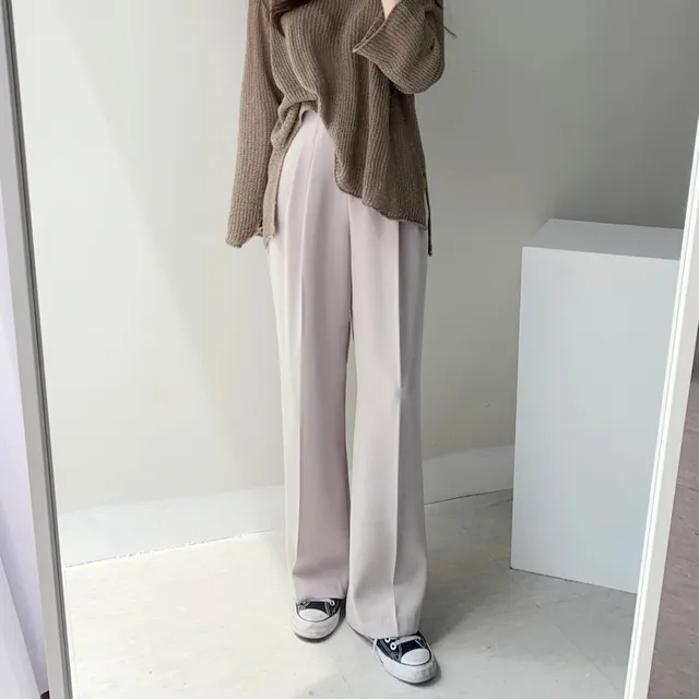 [인생핏ㅠㅠ/찐추천] 찰랑찰랑 하이웨스트 일자 핀턱 와이드 롱 슬랙스 일자 팬츠 꽃놀이룩 개강여신 아이보리 베이지 브라운 블랙 상세 이미지 48