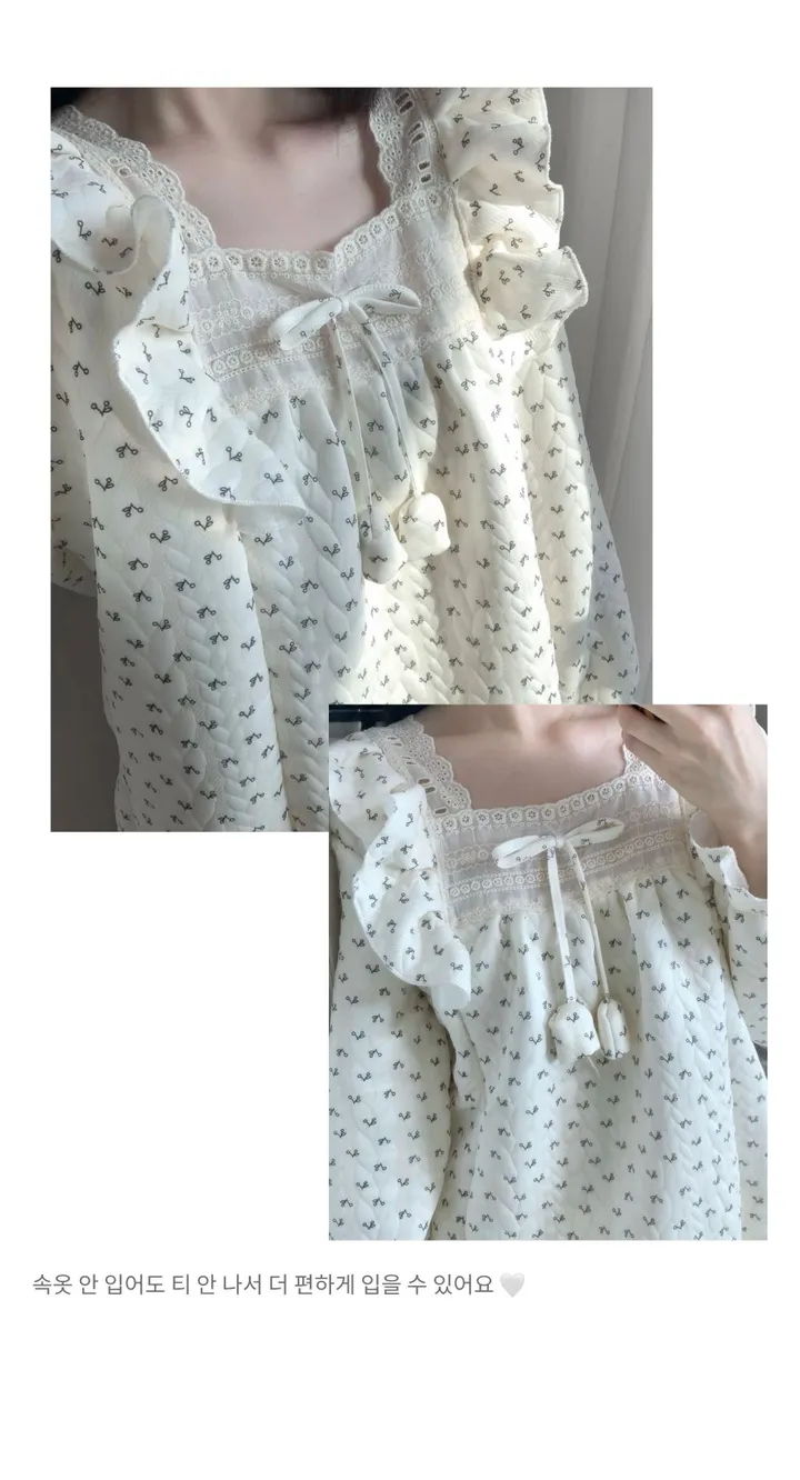 [폭닥폭닥/루즈핏] 러블리 프릴 홈웨어 긴팔잠옷 편한 파자마세트 박시핏 파자마파티 홈파티 상세 이미지 3