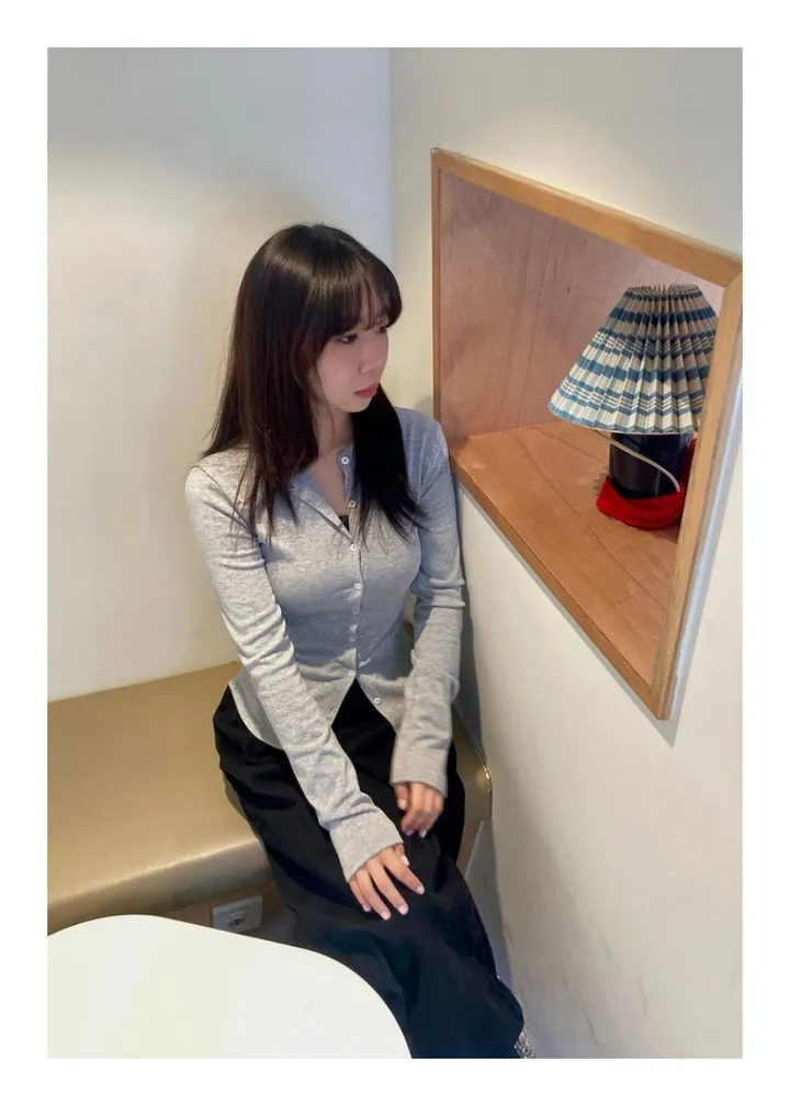 [몸매보정/핏보장] 슬림핏 라운드 가디건 (3color) 여리가디건 슬림가디건 얇은가디건 상세 이미지 8