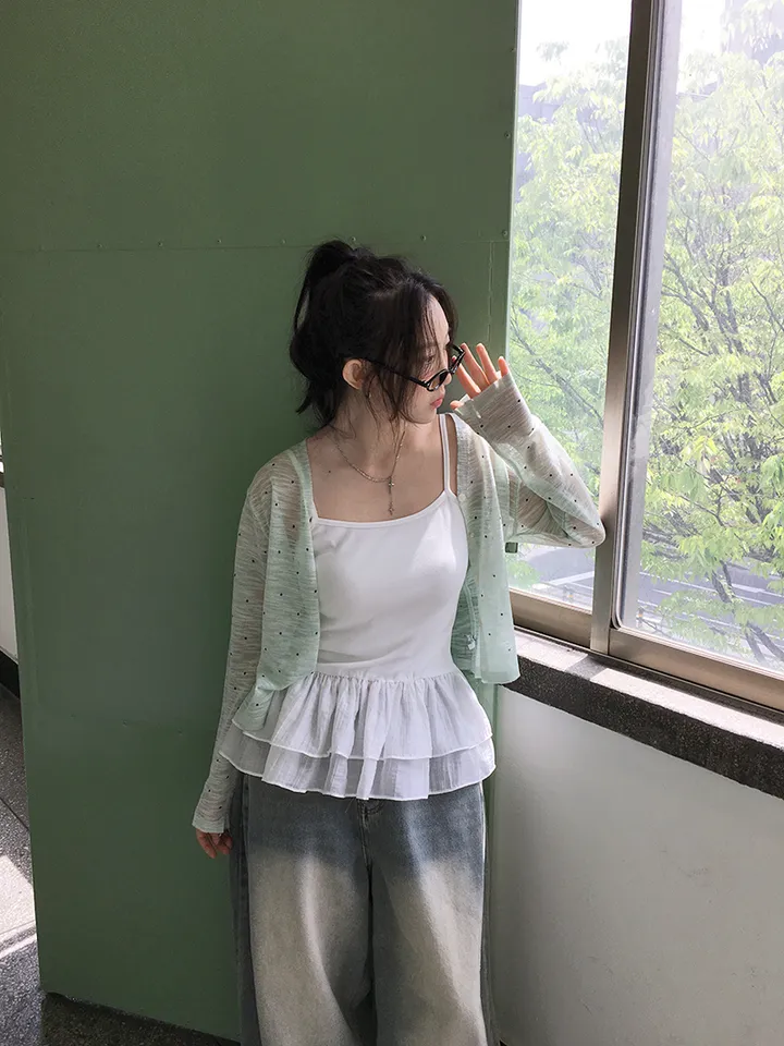 최저가![여리무드🤍시스루 도트 가디건 살안타템 여름가디건] 비비안도트시스루가디건 상세 이미지 9