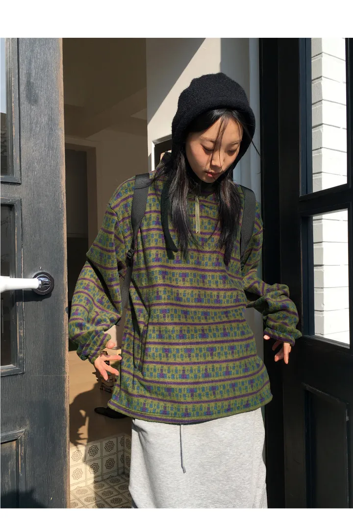 [컬러추가💙] 볼르 노르딕 패턴 후리스 하프 집업 상세 이미지 2