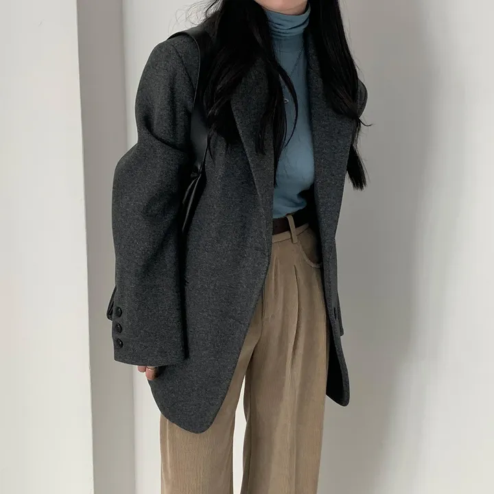 [wool100%/브랜드공정]  윈터 싱글 투버튼 카라 리얼 울 자켓 블레이저 - jk 상세 이미지 42
