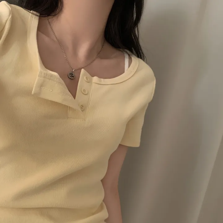 [MADE🤍/팔뚝반쪽핏!] 파스텔톤, 단추 유넥 기본 반팔티셔츠 - 5color 상세 이미지 35
