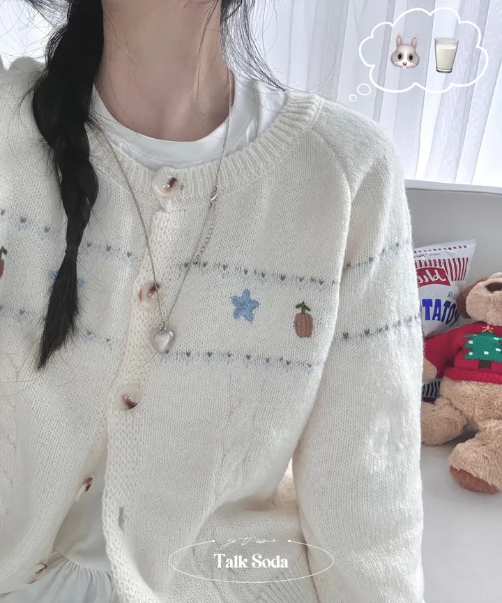 주문폭주🔥 [러블리~🧸/도토리🌰] 빈티지 자수 꽈배기 케이블 가디건 봄 가을 겨울 니트 상세 이미지 1