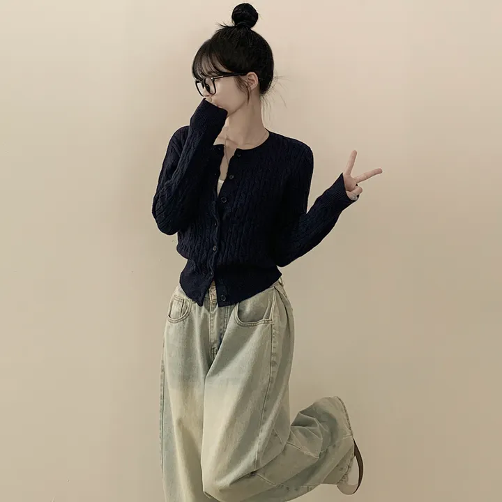 [고퀄!/가디건의 정석] 꽈배기 라운드 케이블 기본 세미크롭 긴팔 봄가디건 상세 이미지 6