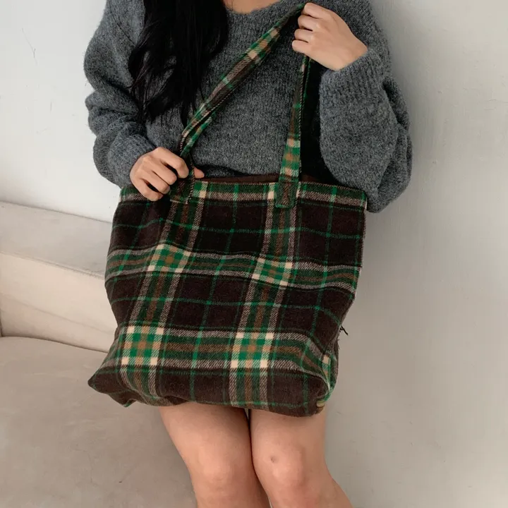 🌼2color🌼 윈터 체크 에코백🚚당일출고🚚 (그린, 네이비) 크리스마스, 연말파티, 겨울신상⛄︎ 상세 이미지 18