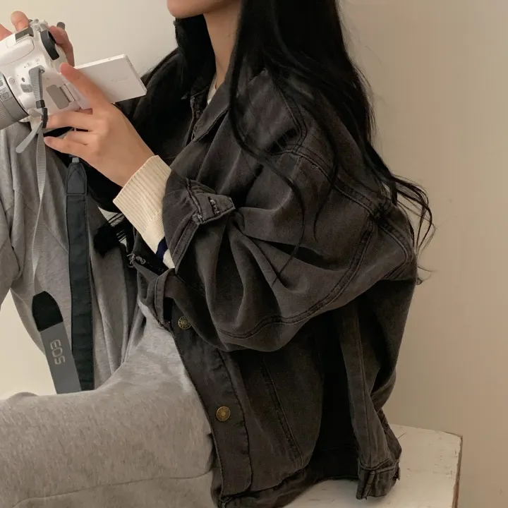 [빈티지/오버핏] 허쉬 봄,가을 루즈핏 흑청 면자켓;2col 상세 이미지 14