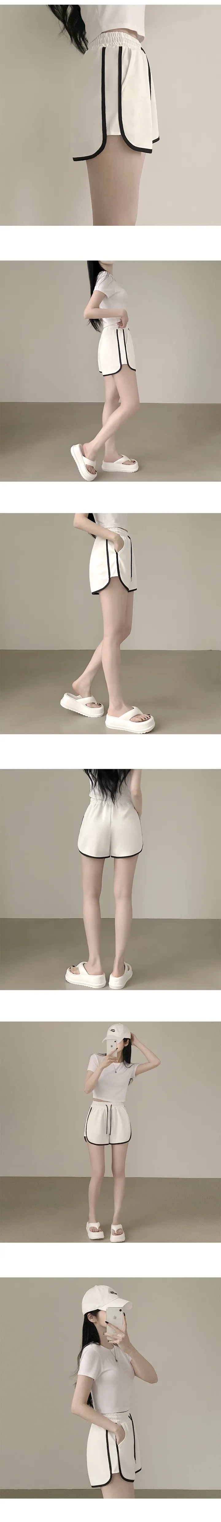 [주머니o/허벅지말라핏!] 데일리 필수템, 하이웨스트 밴딩 와이드 트레이닝 랍빠 돌핀 반바지 숏팬츠 (8color) 상세 이미지 5