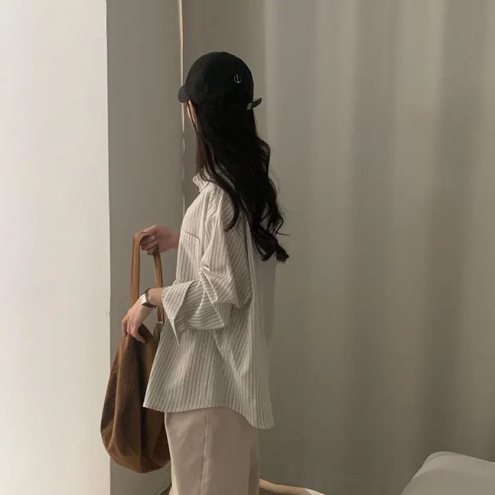 [한여름까지~/오버핏✨] 허니 스트라이프 코튼 포켓 오버핏 셔츠,남방 - 3color 상세 이미지 12