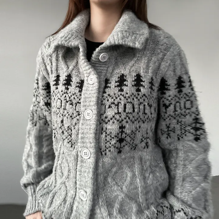 당일출고🚀[wool20%/두툼❄] 하이넥 스노우 패턴 노르딕 루즈핏 가디건 3color 상세 이미지 38