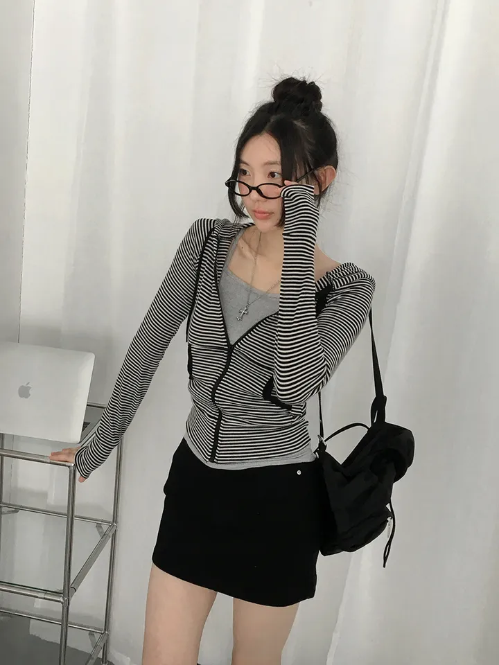 [말라핏보장❣️슬림핏 데일리 잔단가라 골지 후드집업] 로티단가라슬림후드집업 상세 이미지 18