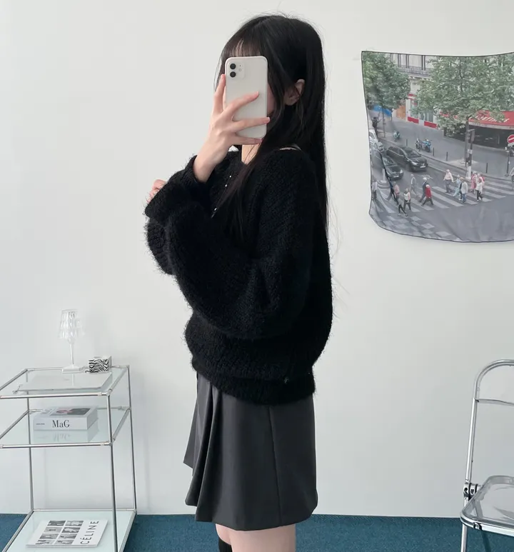 Pine leaf boat nect crop knit 상세 이미지 16