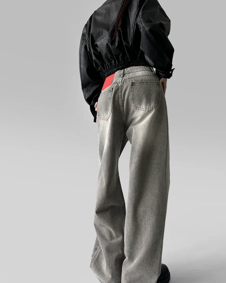 [3기장/~3XL] 스모크 워싱 와이드 정핏 일자 캐쥬얼 데일리 데님 팬츠 바지 상세 이미지 38