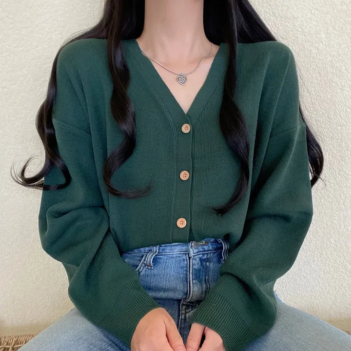 [12컬러/루즈핏] 복숭아 브이넥 단추 긴팔 가디건 상세 이미지 13