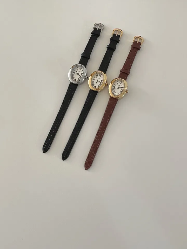 여성용 여자 클래식 타원 가죽 손목 시계 3color 상세 이미지 3
