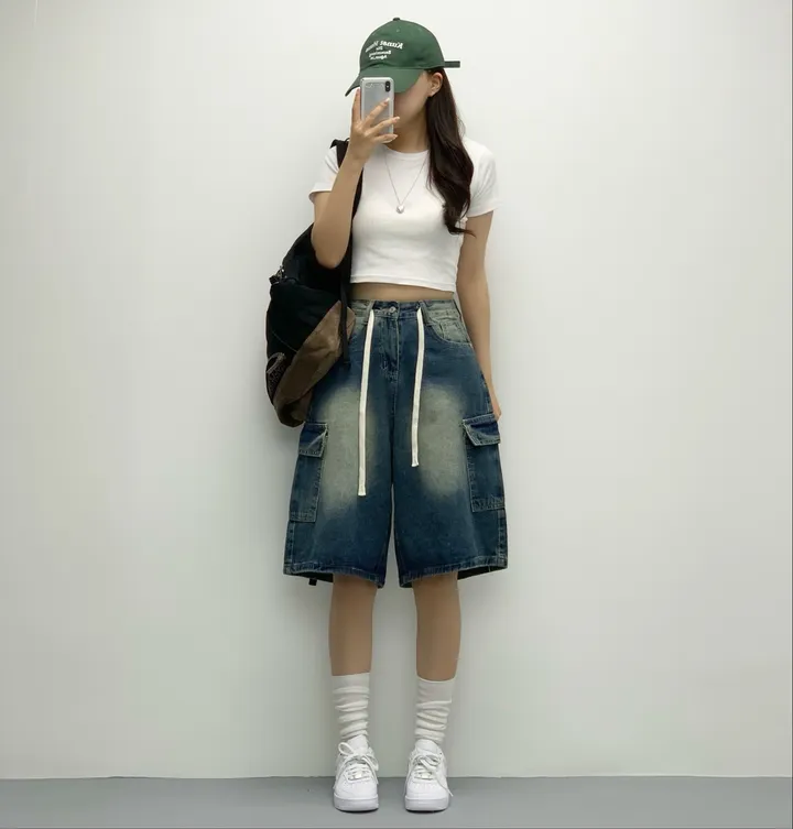 [인생버뮤다/~XL/5부기장] 버블 빈티지 워싱스트링 카고 버뮤다팬츠 5부 데님팬츠 청반바지 숏팬츠 여름팬츠 선데이이브닝 상세 이미지 27