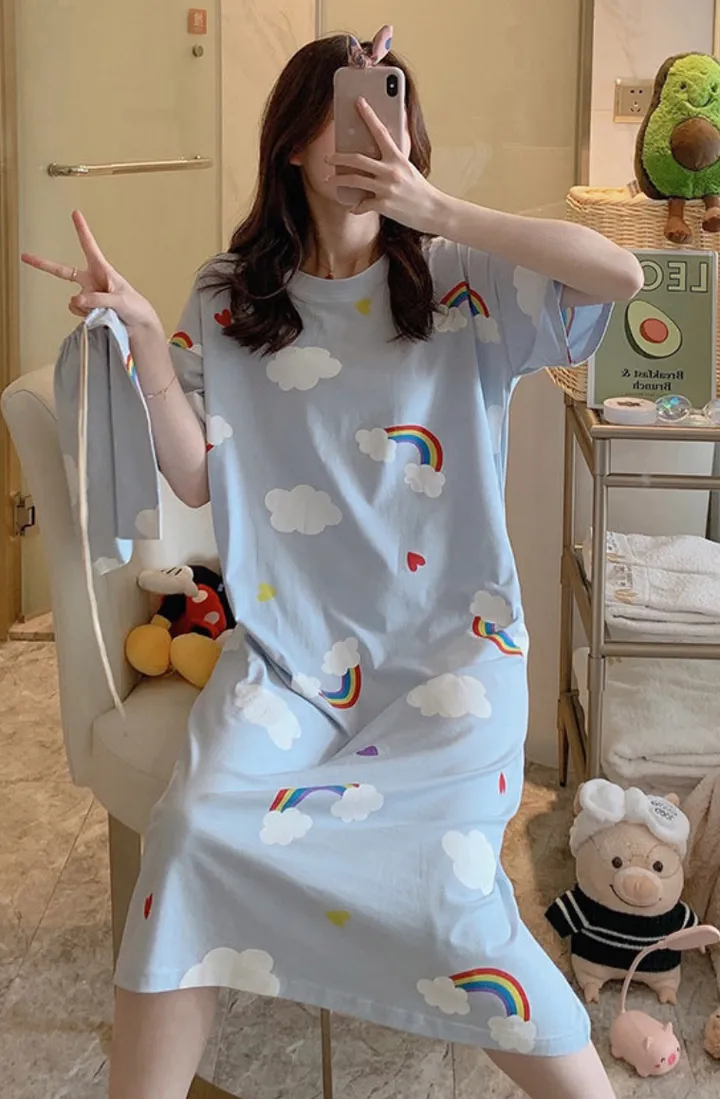 [귀여움 폭발🐥] 1+1 할인 / 6종 캐릭터 반팔 원피스 파자마 (파우치+양말 증정/FREE 사이즈) 상세 이미지 17