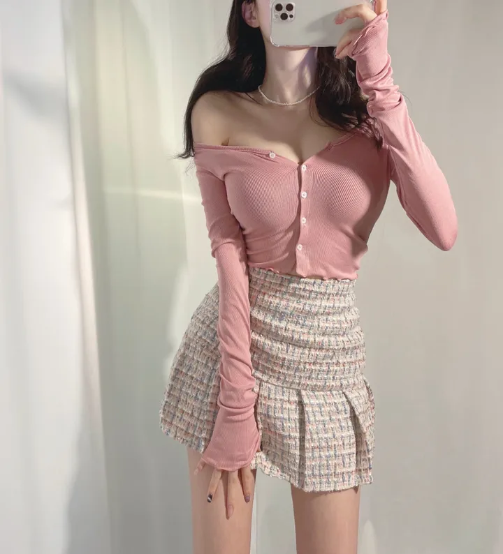 (쫀득/타이트핏)과즙 팡팡 데일리 물결 브이 쫀쫀 크롭 가디건 6color 상세 이미지 12