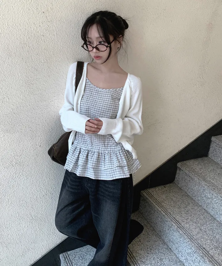 [데일리🫧벚꽃룩] 부코 펜던트 브이넥 니트 가디건 봄 가을 / 벚꽃룩 개강룩 데이트룩 여름가디건 여름니트 클래식블랑 상세 이미지 67