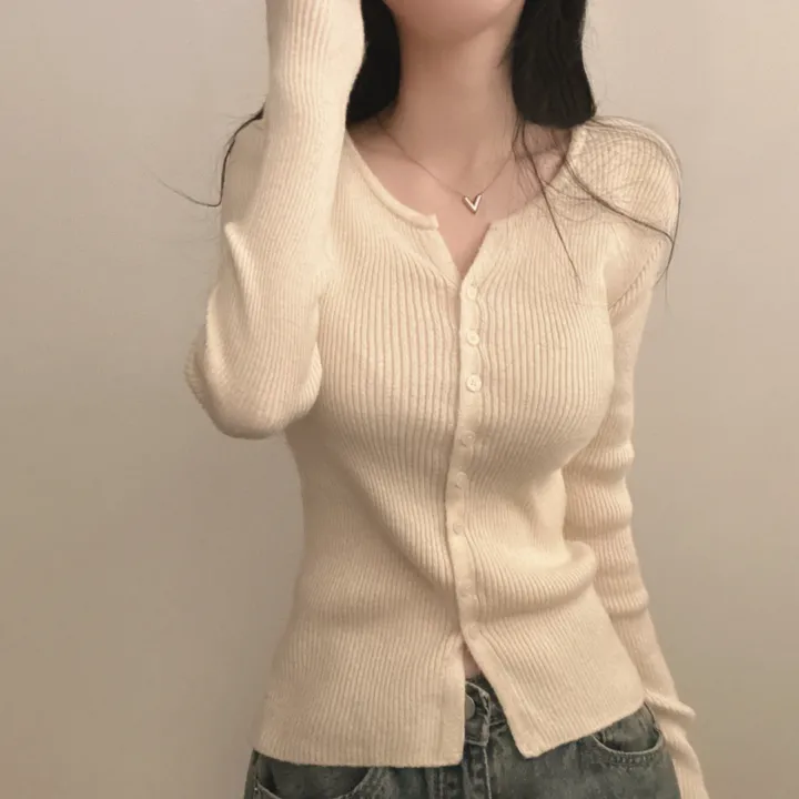 [부들소재,퀄좋아요!] 데일리핏~ 슬림 골지 단추 니트 가디건 5color 상세 이미지 4