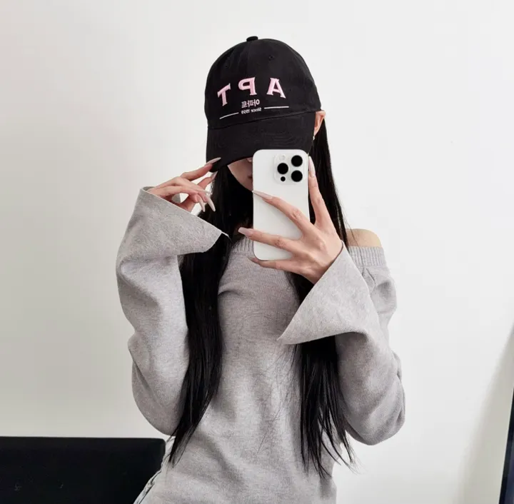 [🎁1+1 할인 💥💥국내제작🖤단독 디자인 돈워리 남녀공용 얼굴 커버 데일리 레터링 챙모자 단체모자 빈티지 자수 블랙핑크 APT아파트 무지 볼캡 모자 상세 이미지 11