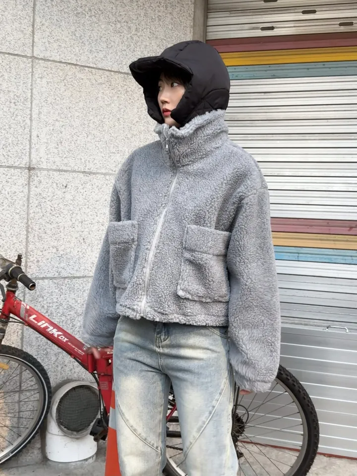 [iam테디베어]뽀글이 플리스 덤블자켓 후리스 양털점퍼 뽀글이자켓 4colors 오버핏 겨울아우터 힙 양털 집업 안감내장 자켓 상세 이미지 20