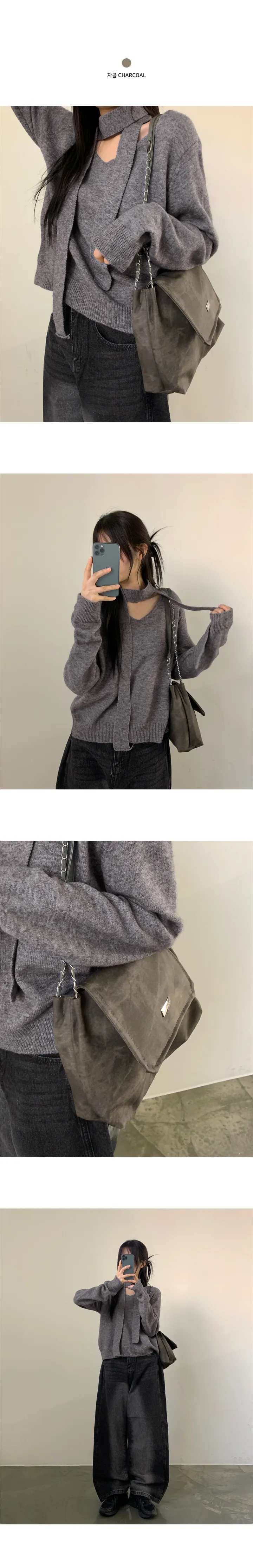 메른 빈티지 그레이시 마블 보부상 숄더백 상세 이미지 4