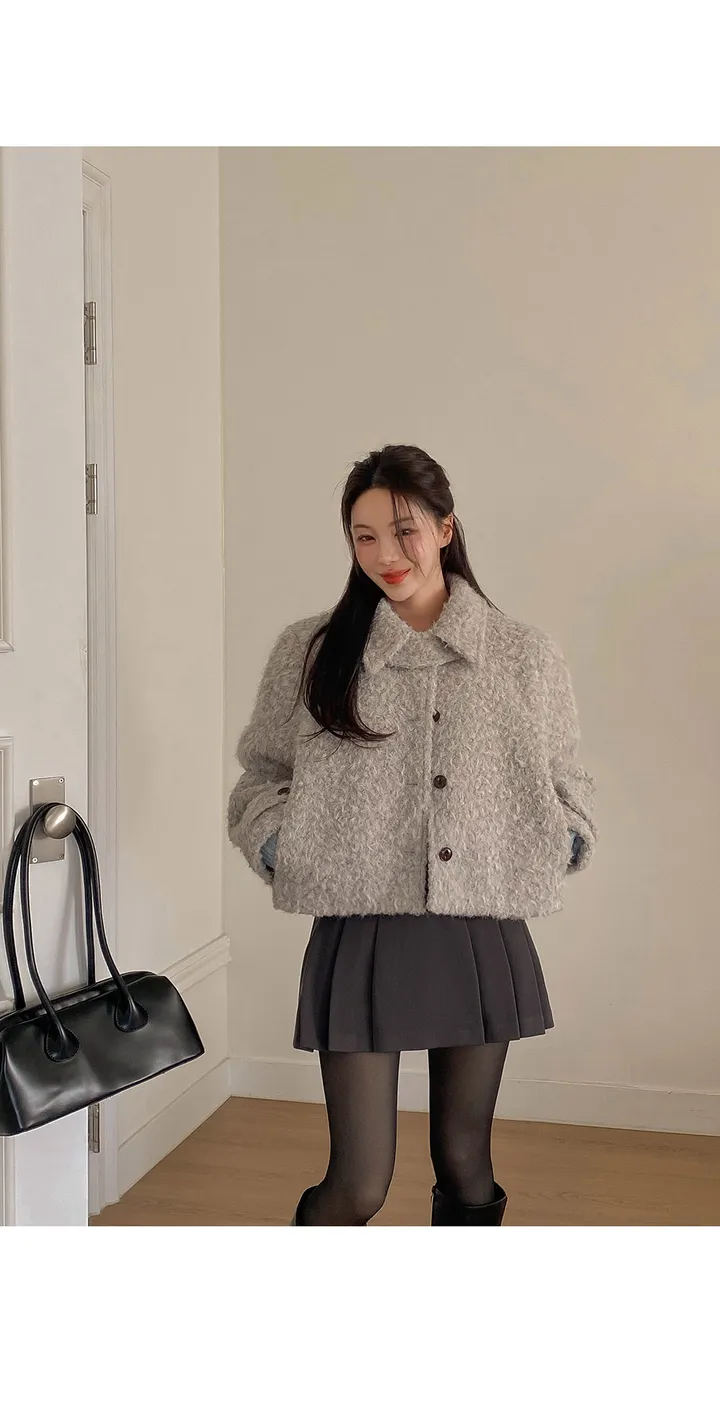 (필수소장추천/울코트/크롭코트/러블리/꾸안꾸/주문폭주) 포어 비죠 울 헤어코트 CT 상세 이미지 1