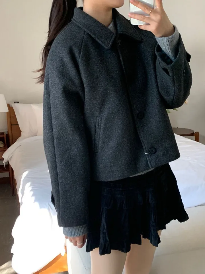 [아방루즈핏/💞러블리] 머스 카라 숏 코트 자켓 모직코트 상세 이미지 42