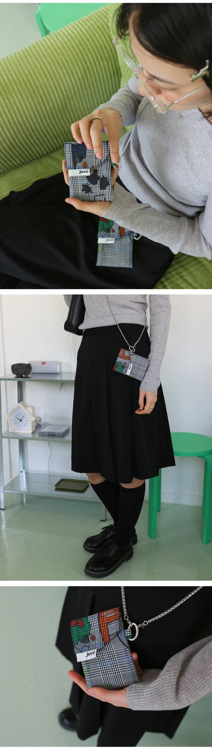 키치 체크 미니월렛 그레이 kitsch check mini wallet 상세 이미지 6