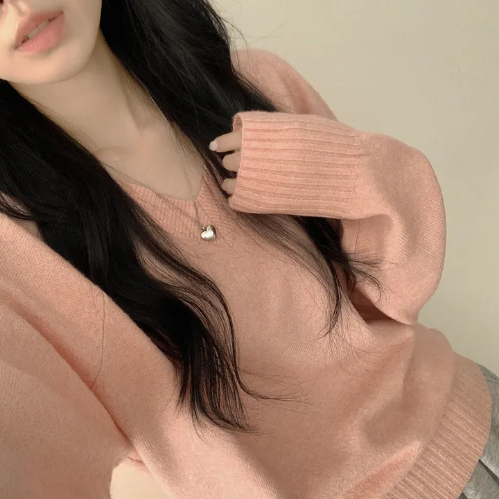 [얇은봄VER/리얼인생핏!] 여리여리~ 베이직 브이넥 나그랑 루즈핏 긴팔 봄니트 상세 이미지 23