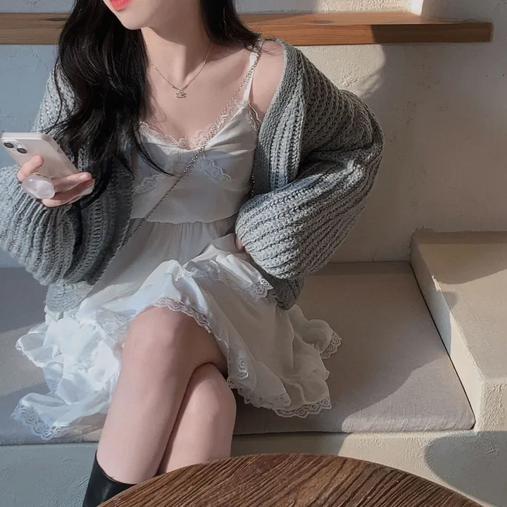 [왕아방핏]버디 하찌 캐시 니트 아방핏 오픈숄 볼레로 가디건 - 4color 상세 이미지 15